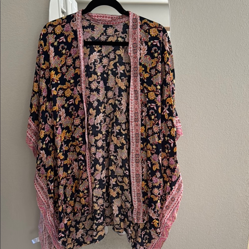 Floral Kimono with Pink and Yellow Accents